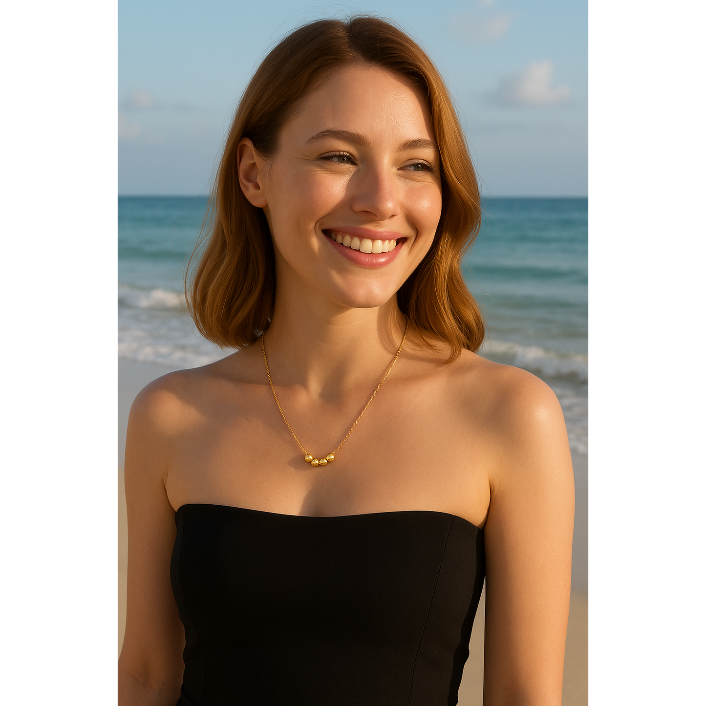 Golden Orbit Bead Necklace