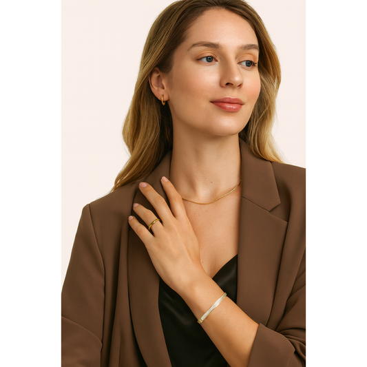 Golden Grace Bangle – Triple Sparkle Edition