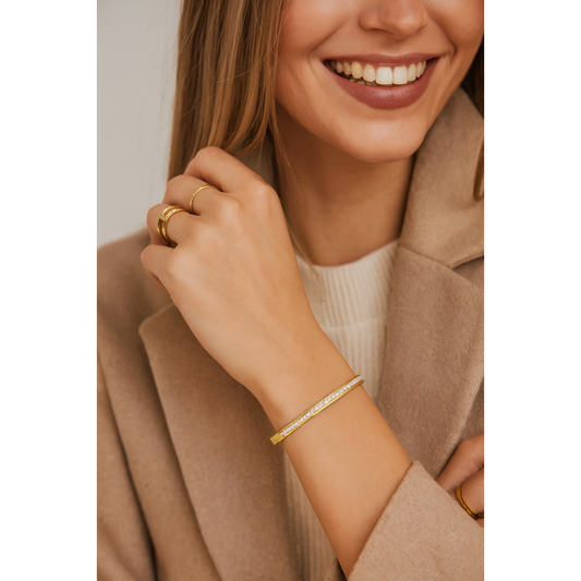 Golden Sparkle Bangle – Aurora Crystal Edition
