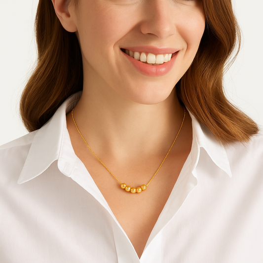 Golden Orbit Bead Necklace