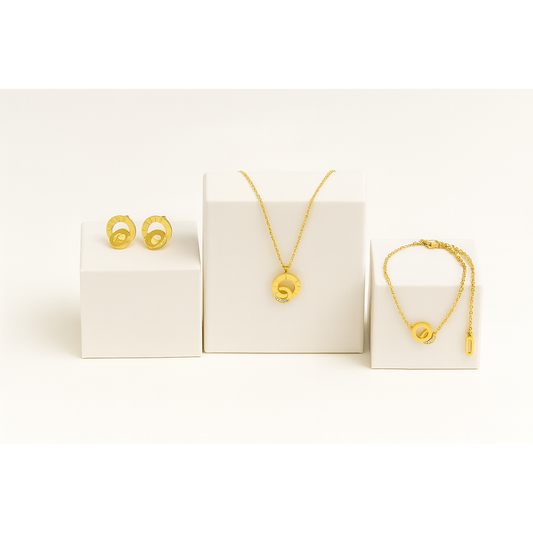 Golden Eternal Elegance Set – Necklace, Bracelet & Earrings