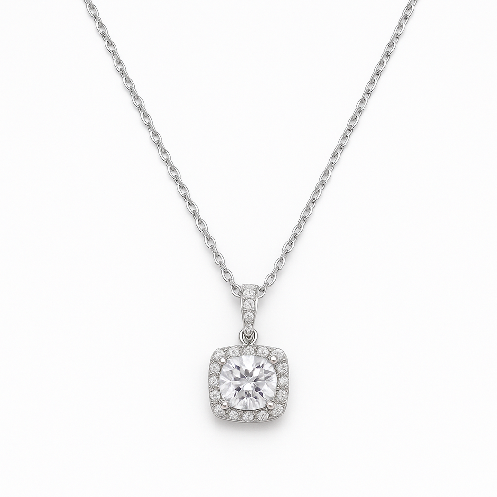 Silver Radiance Halo Necklace