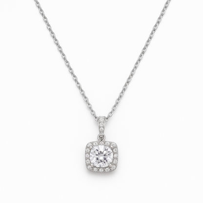 Silver Radiance Halo Necklace