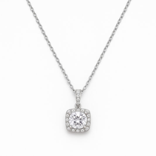 Silver Radiance Halo Necklace