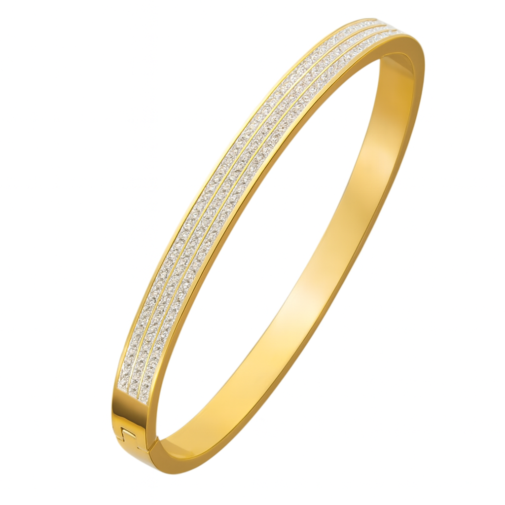 Golden Grace Bangle – Triple Sparkle Edition