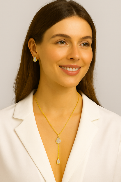 Golden Rain Drop Y-Necklace