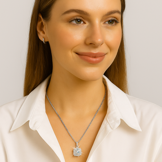Silver Radiance Halo Necklace