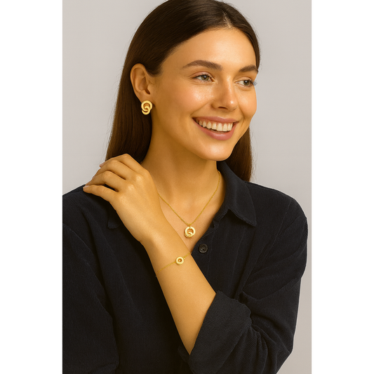 Golden Eternal Elegance Set – Necklace, Bracelet & Earrings