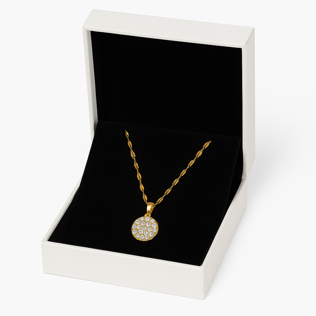 Golden Sparkle Medallion Necklace