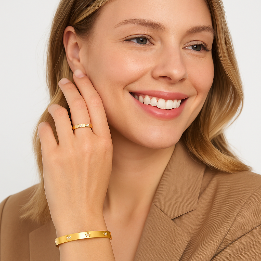 Golden Luxe Bangle with Crystal Accents