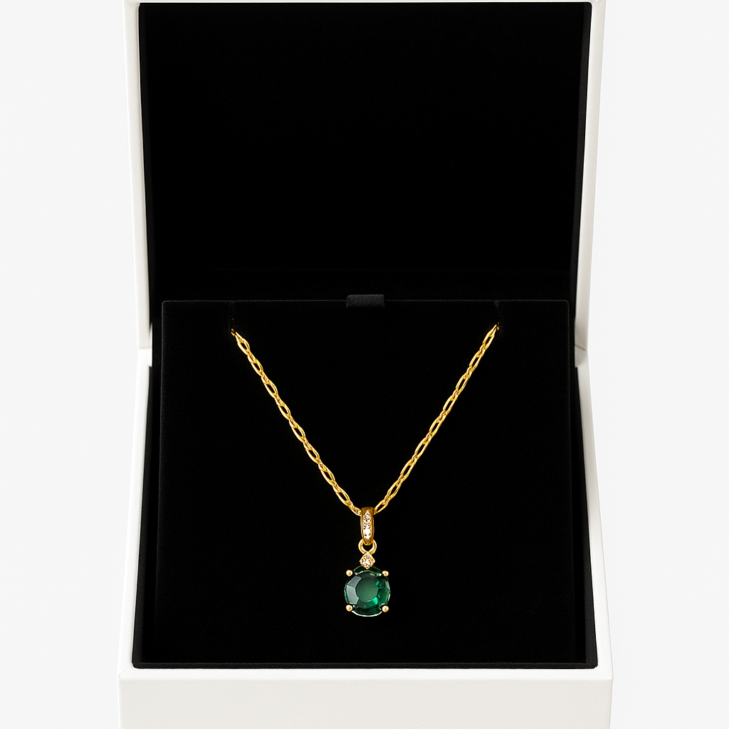 Golden Emerald Glow Necklace