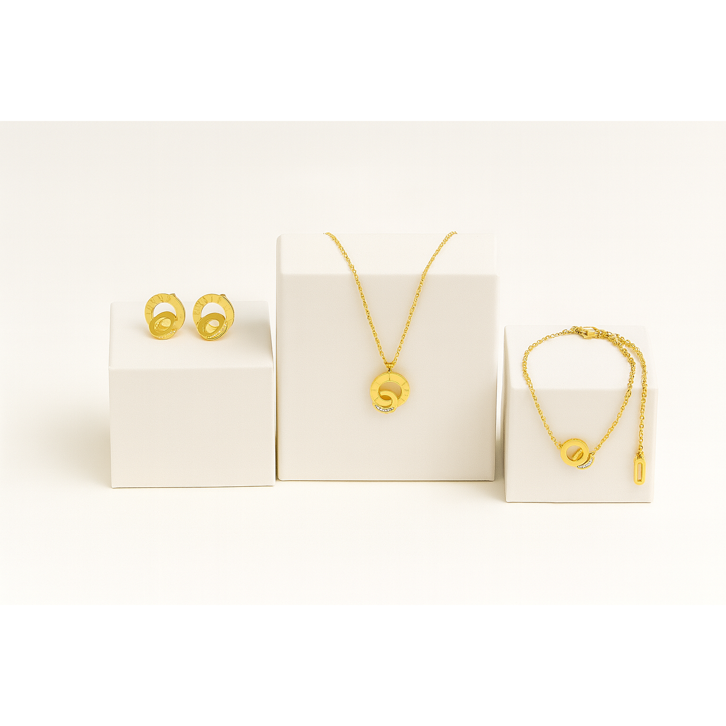 Golden Eternal Elegance Set – Necklace, Bracelet & Earrings