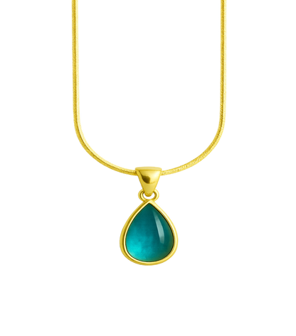 Golden Ocean Tear Pendant Necklace