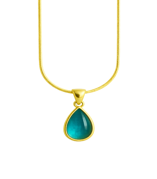 Golden Ocean Tear Pendant Necklace