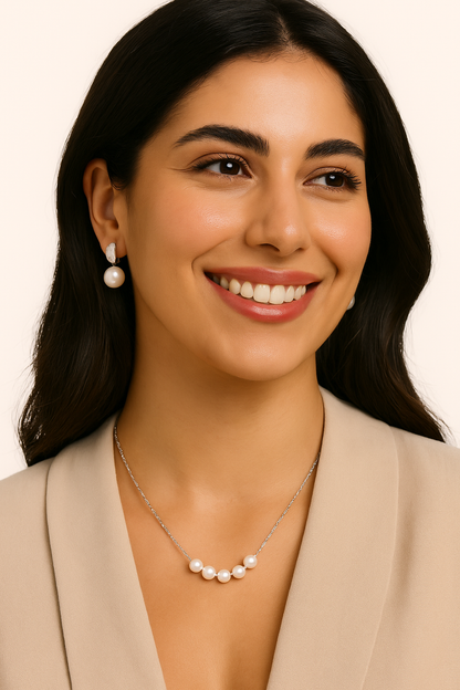 Elegant Pearl Harmony Necklace & Earrings Set